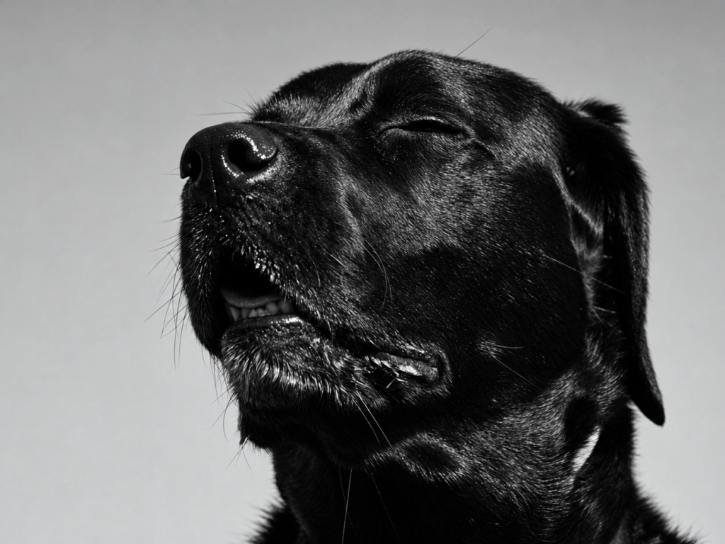 Close up image of Black Labrador Retriever.